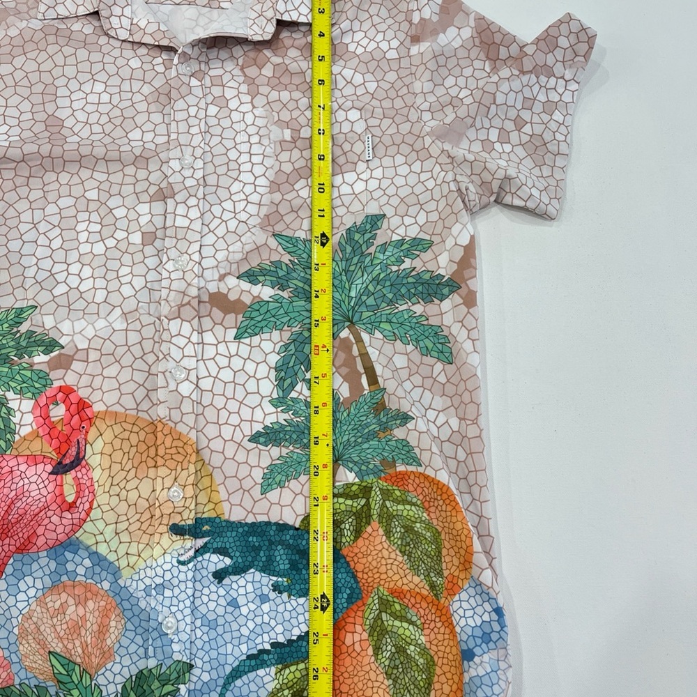 Mavrans Shirt Short Sleeve Button Print Flamingos Tropical Hawaii Mens Large - Picture 8 of 13